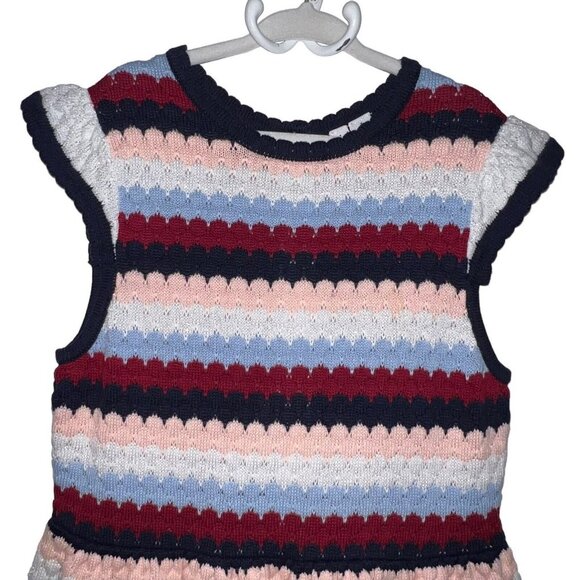 Janie and Jack Striped Knit Dress - Pink, Blue, Navy - Picture 2 of 9
